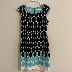 London times cap sleeve geometric print dress